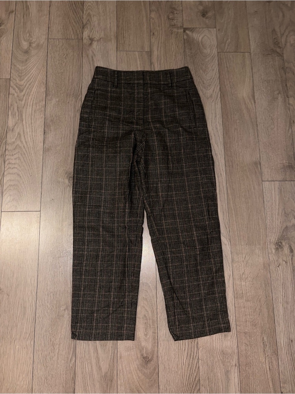 Aritzia Wilfred Women's Plaid Tapered Pants - Brown/Black